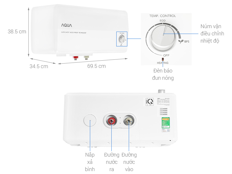 Máy nước nóng gián tiếp Aqua AES30H-SUPER 