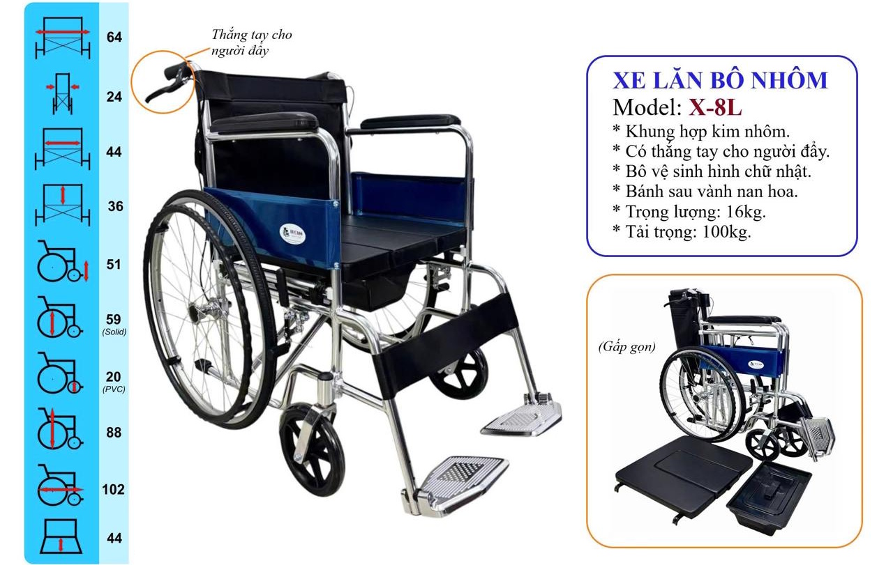 Xe lăn tay có bô nhôm Lucass X8L