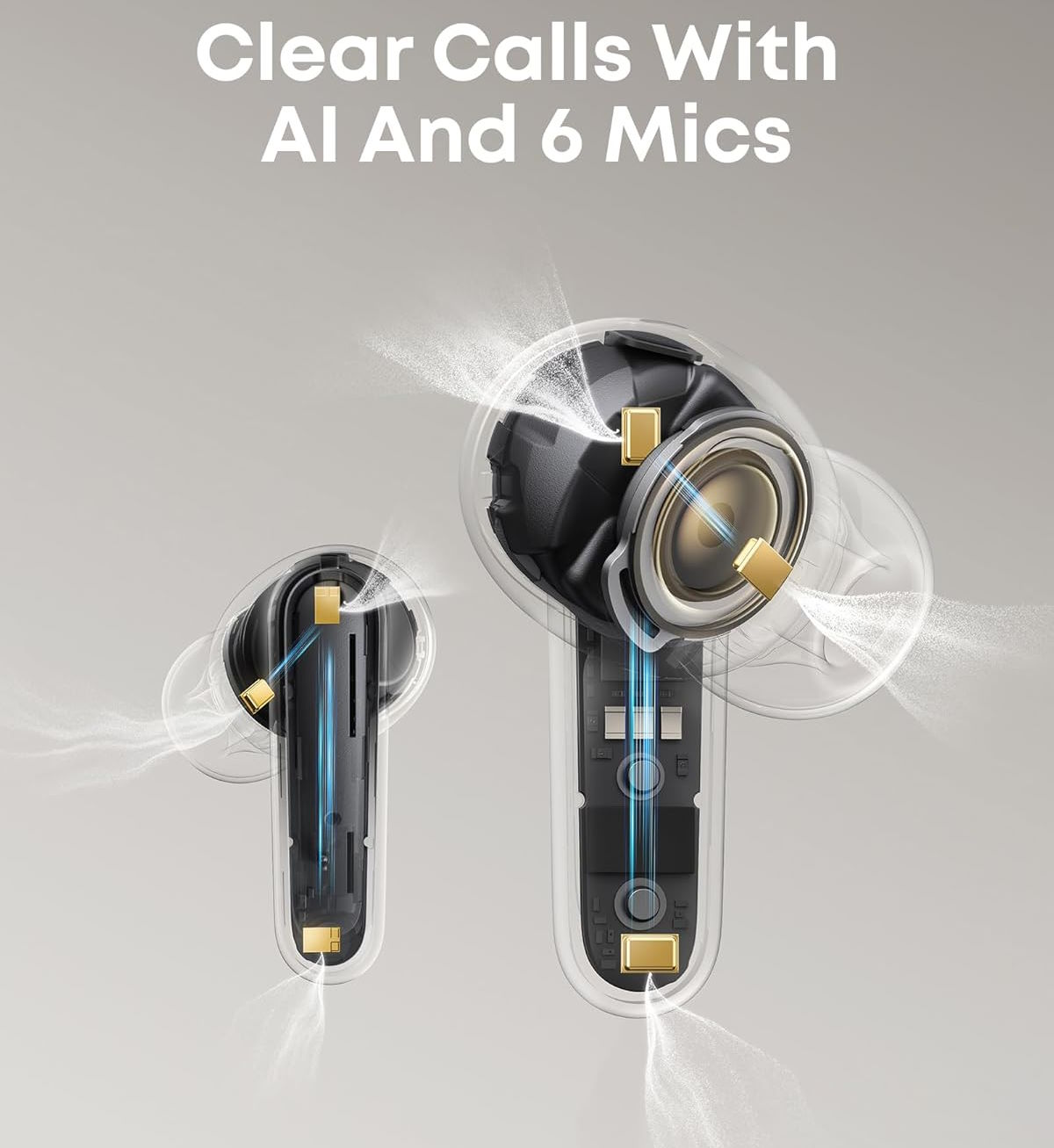 Đàm thoại rõ nét với 6 micro AI tiên tiến Tai nghe True Wireless Anker Soundcore P41i