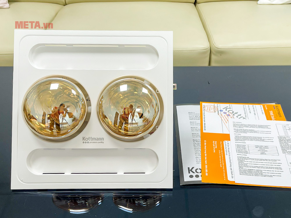 Hình ảnh thực tế đèn sưởi 2 bóng Kottmann âm trần K9S