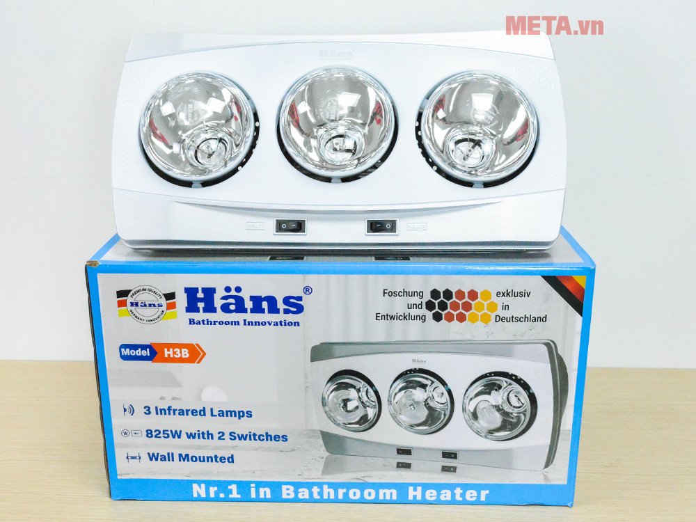 Đèn sưởi nhà tắm Hans 3 bóng H3B