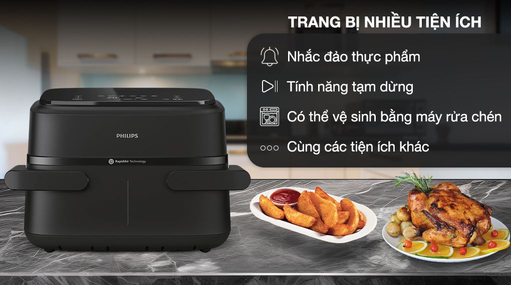 Nồi chiên không dầu 2 ngăn