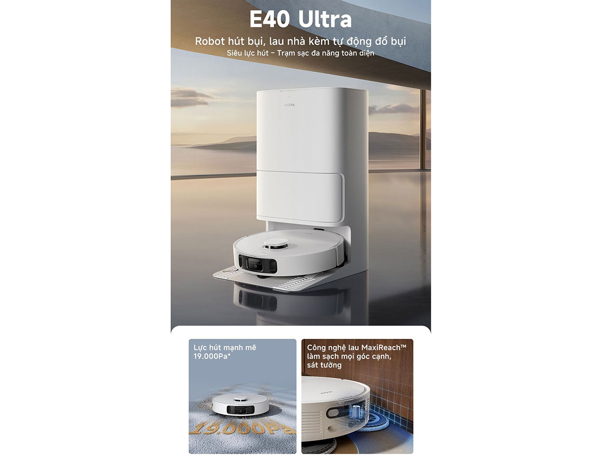Robot hút bụi lau sàn chuyên dụng Mova E40 Ultra Robot hút bụi lau sàn chuyên dụng Mova E40 Ultra