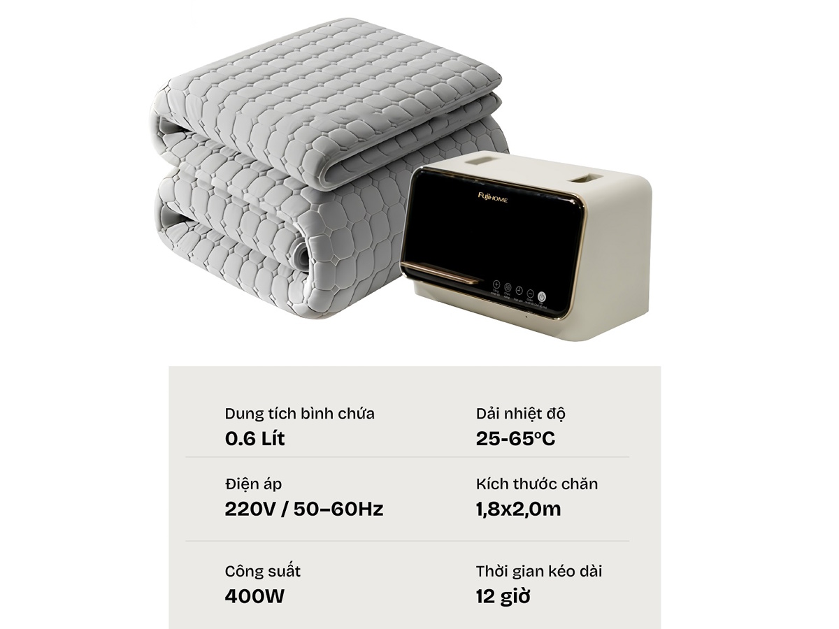 Chăn điện sưởi ấm bằng nước nóng Fujihome HB1820PRO