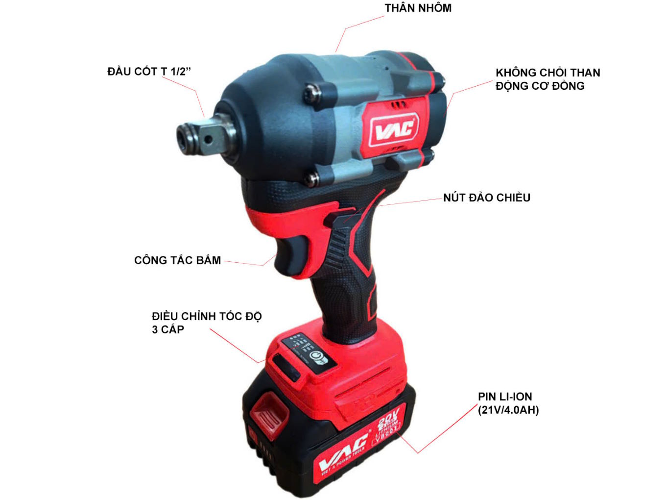 Máy siết bulong VAC 21V - VA1604A