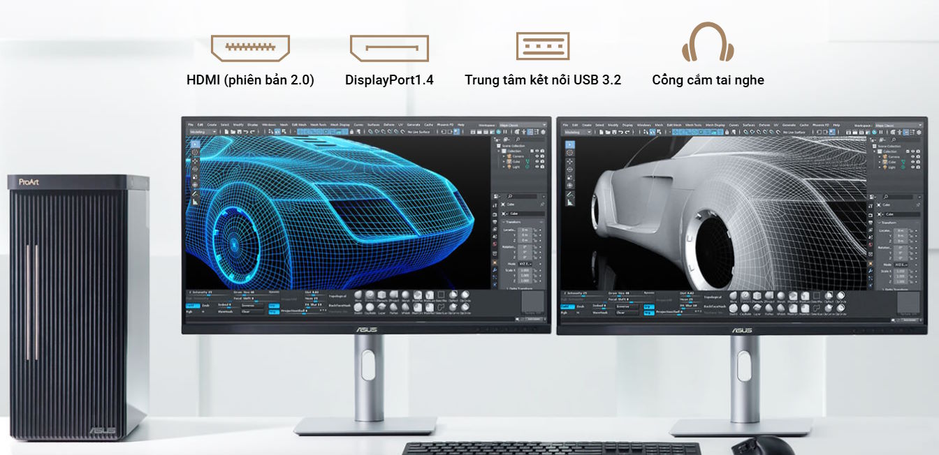 Kết nối đa dạng, đáp ứng mọi nhu cầu sử dụng Màn hình máy tính Asus
