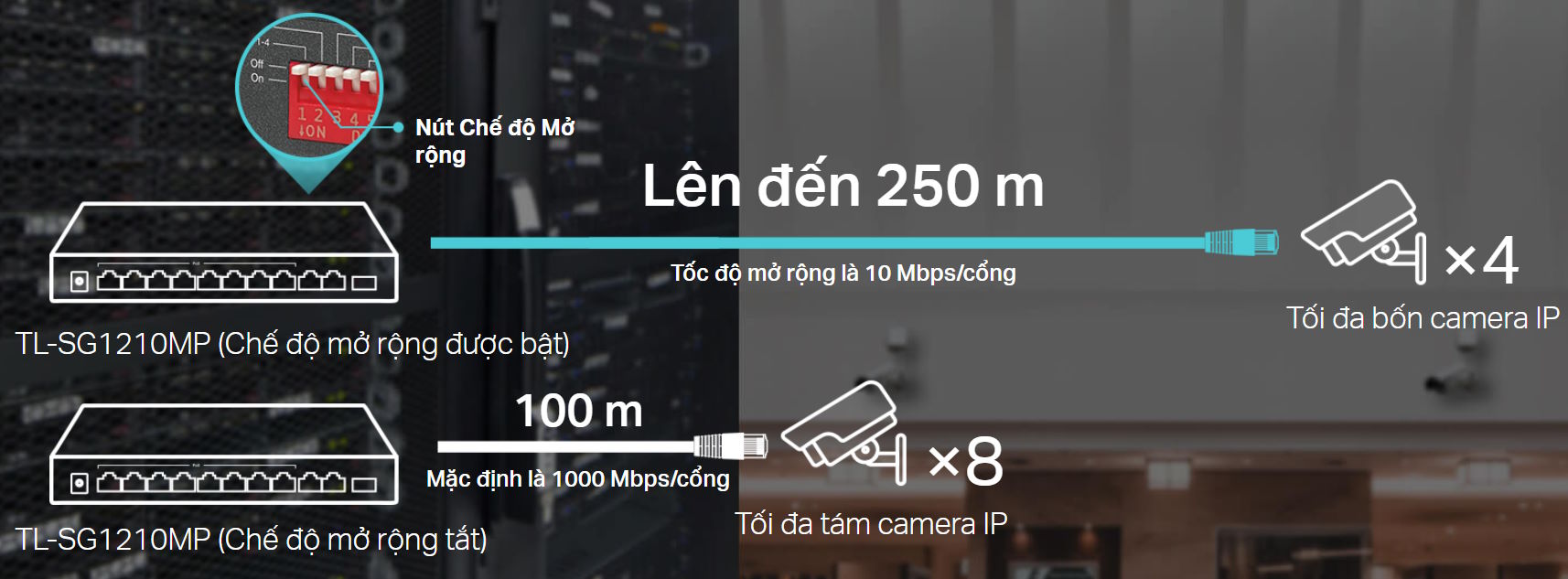 Chế độ mở rộng, ưu tiên và cách ly Switch TP-LINK TL-SG1210MP