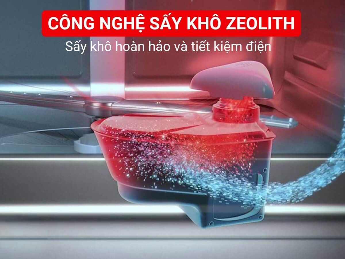 Công nghệ sấy Zeolith – Sấy khô hoàn hảo, tiết kiệm điện vượt trội Máy rửa Bosch SMS6ZCI02P