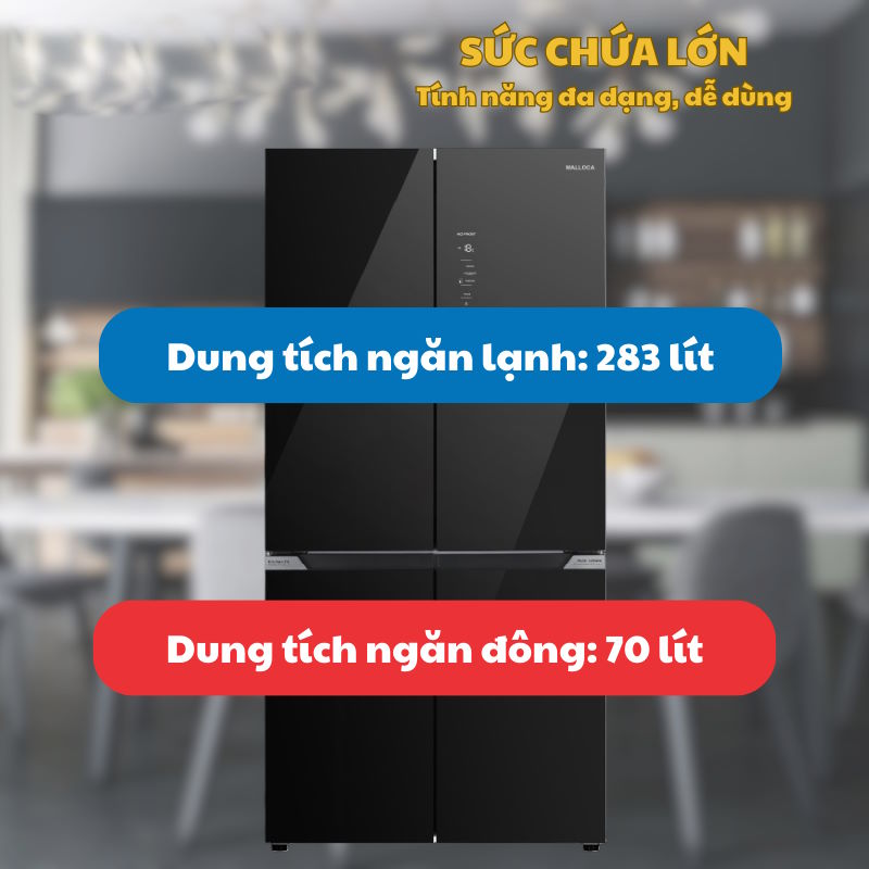 Dung tích 428 lít – Không gian lưu trữ lý tưởng cho gia đình Malloca MF428SBI