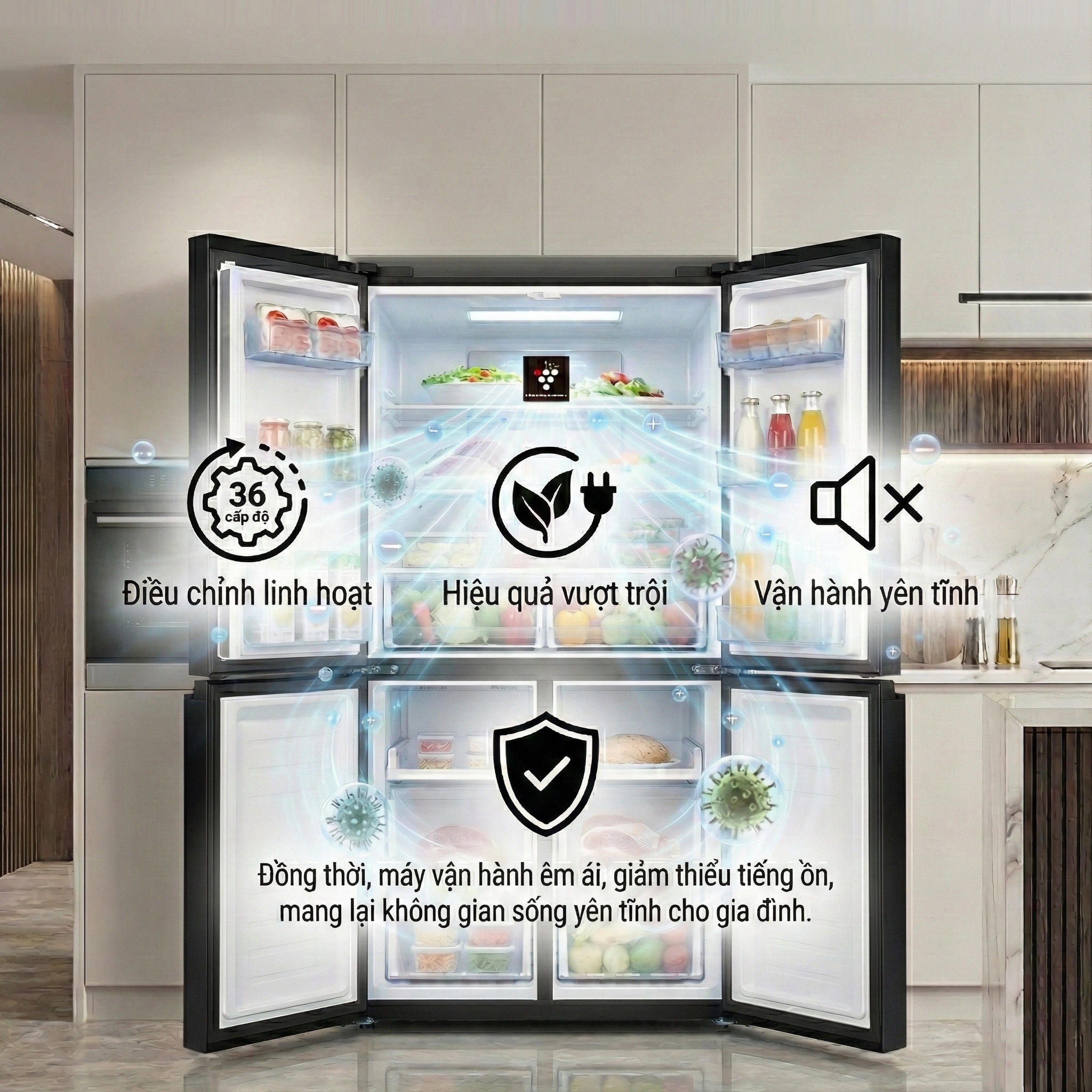 SJ-FXP510VG-BK vận hành êm SJ-FXP510VG-BK