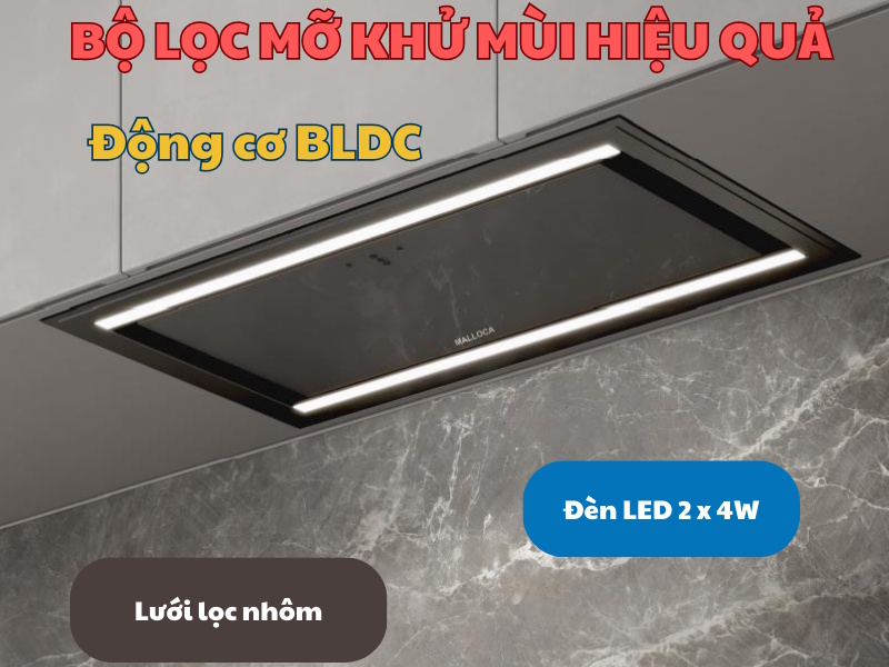 Máy hút mùi dùng động cơ không chổi than Máy hút mùi