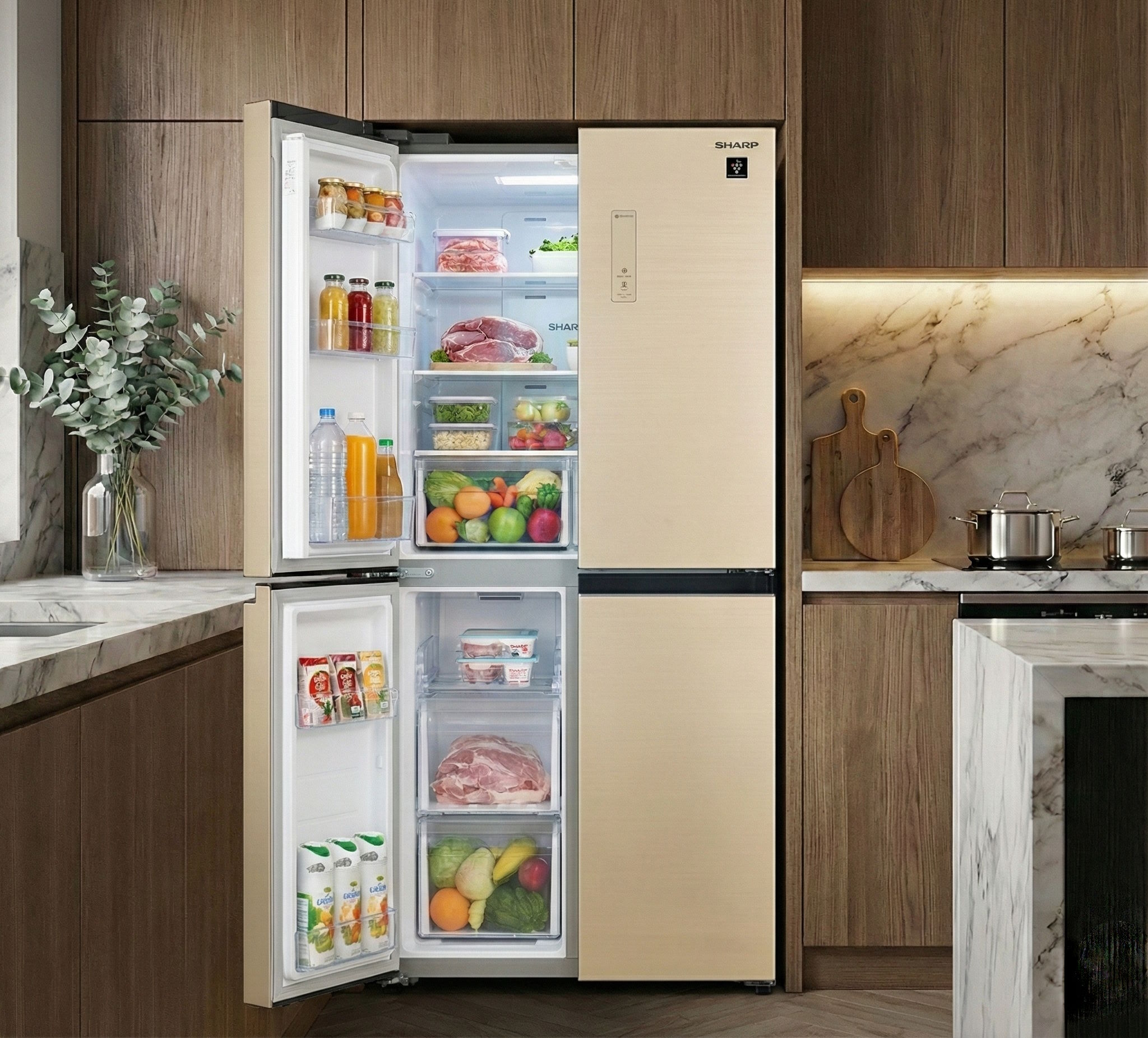 Tủ lạnh Sharp Inverter Multi Door 421 lít SJ-FXP510VG-CH