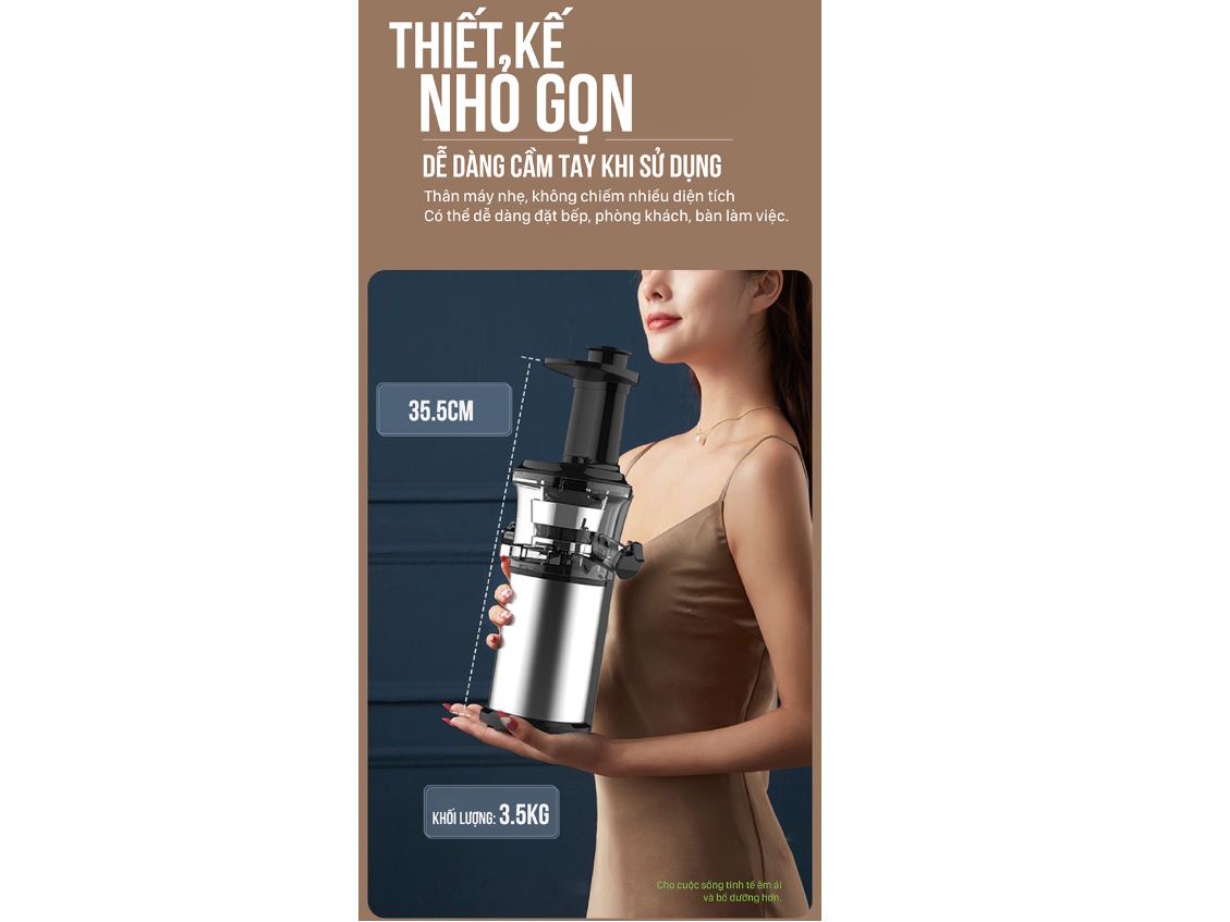 Máy ép chậm thiết kế nhỏ gọn Máy ép chậm