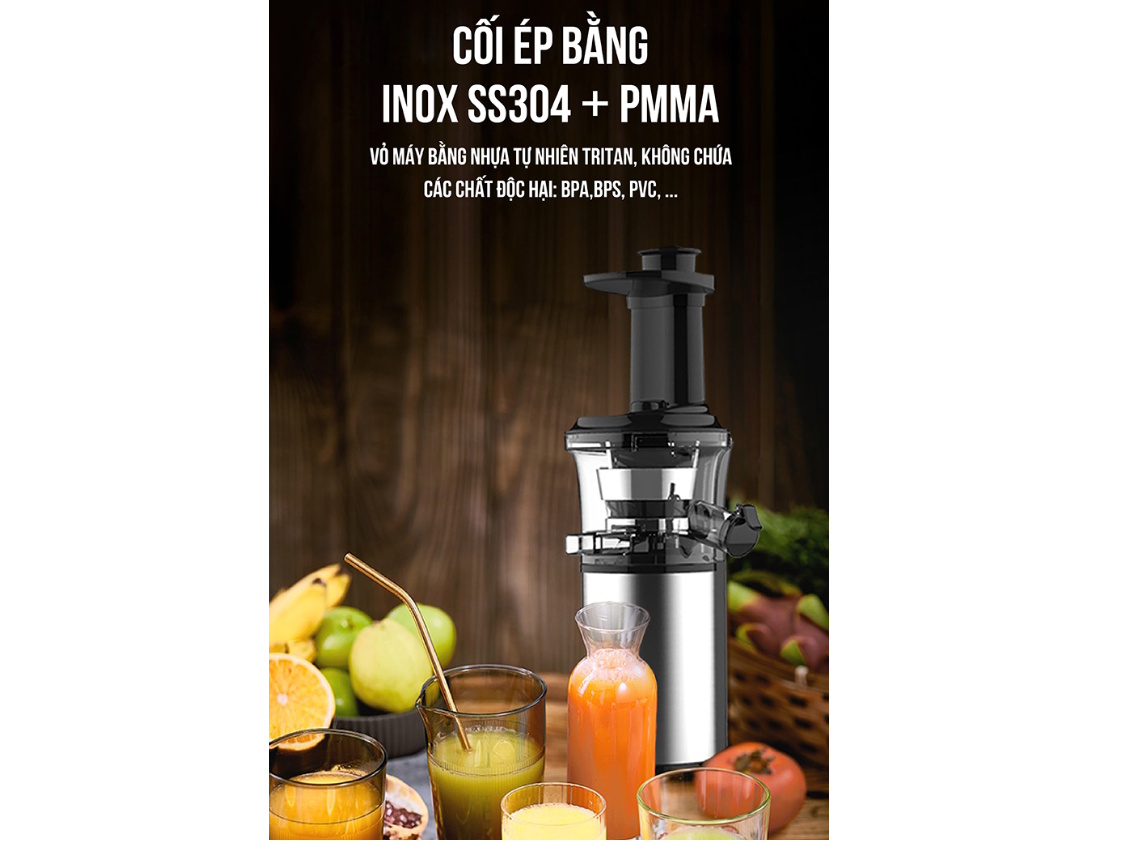 Máy ép chậm đa năng có thân vỏ máy bằng inox và nhựa Máy ép chậm đa năng