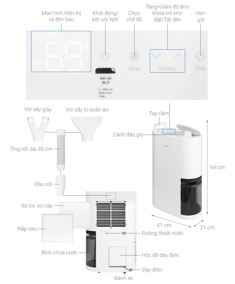 Máy hút ẩm LG Dual Inverter DD20GMWE1.ABAE Máy hút ẩm LG Dual Inverter DD20GMWE1.ABAE