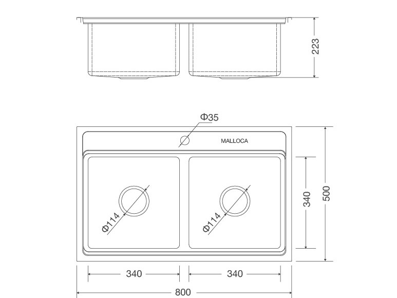 Bồn rửa chén Malloca  
