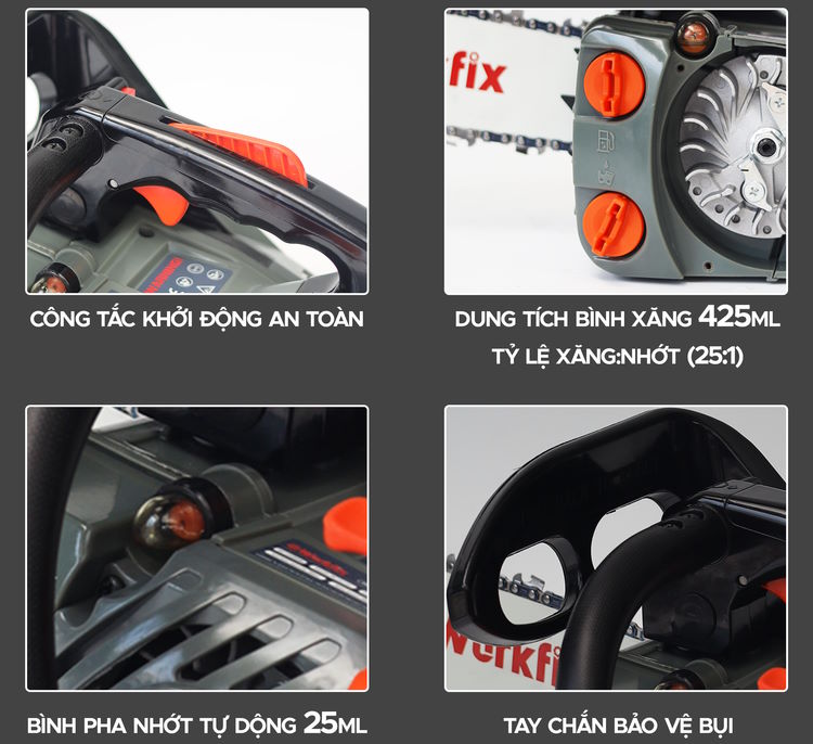 Máy cưa xích chạy xăng Workfix WF-CS1202E