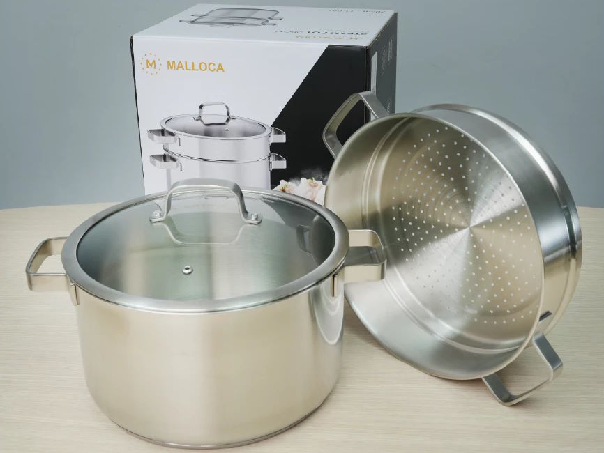 Chất liệu cao cấp – An toàn và bền bỉ Bộ nồi hấp Malloca SA182