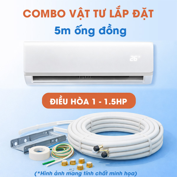 Combo vật tư lắp đặt điều hòa treo tường 1-1.5HP
