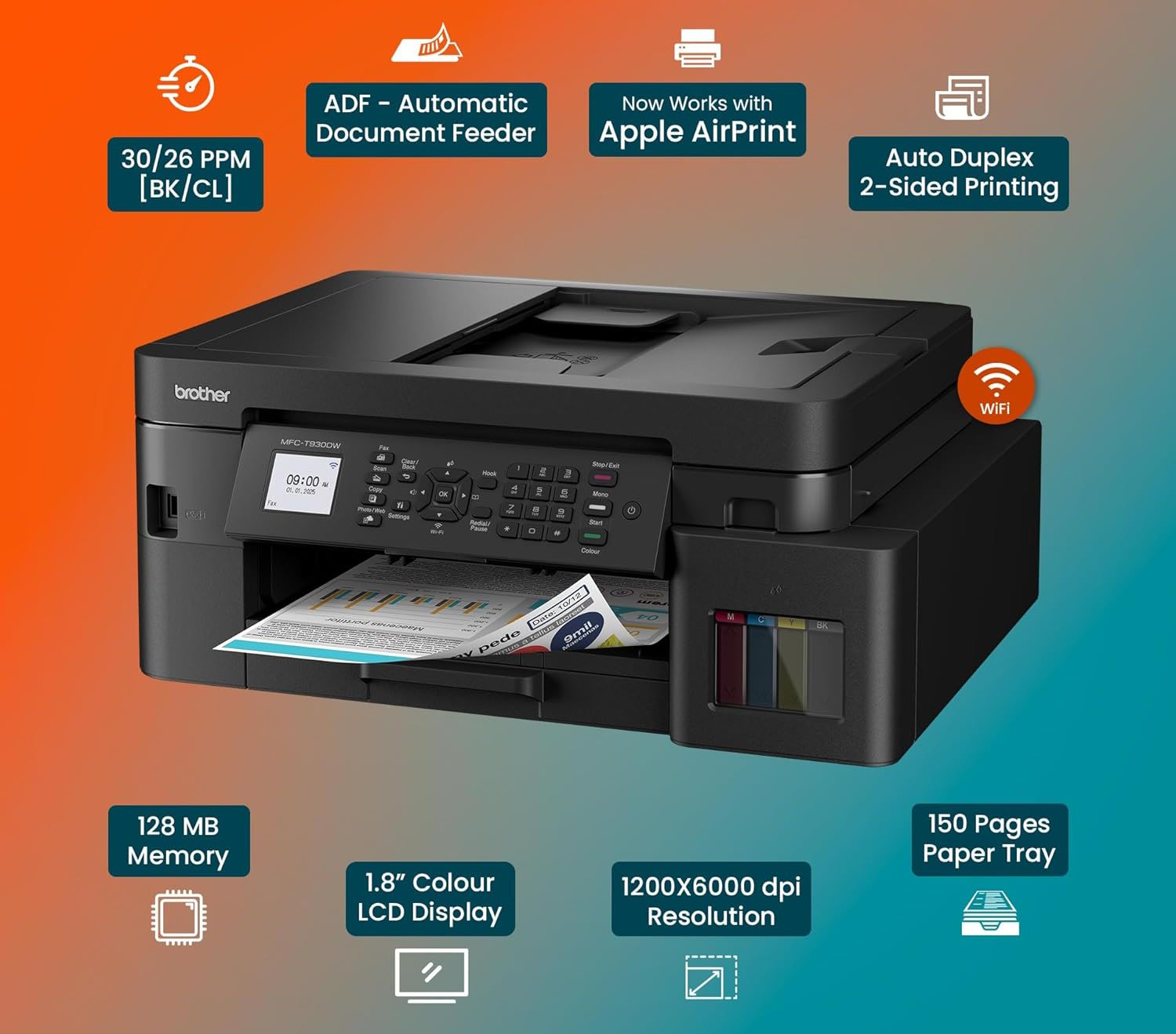 Kết nối linh hoạt, in ấn không dây tiện lợi Brother MFC-T930DW