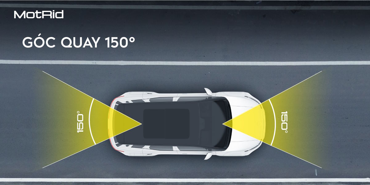 Góc quay rộng 150° – Bao quát toàn cảnh, hạn chế điểm mù Camera hành trình MotRid CD30 3K