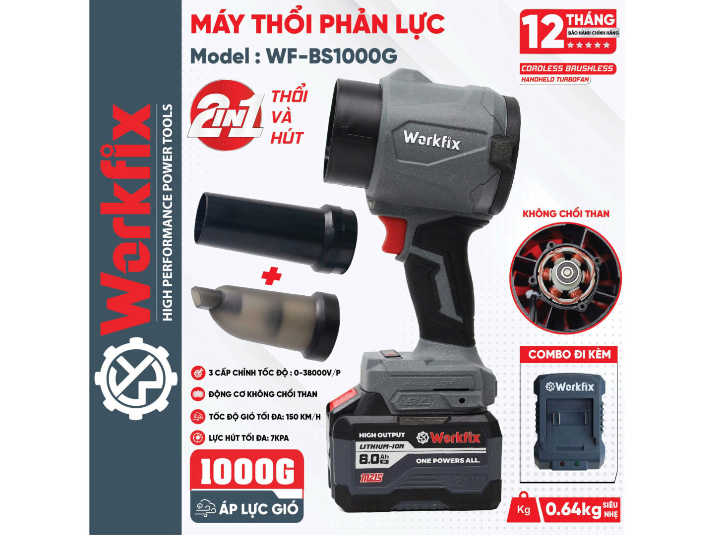 Máy thổi phản lực Workfix WF-BS1000G Máy thổi phản lực Workfix WF-BS1000G