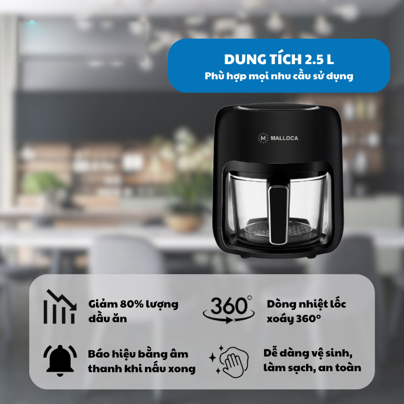 Nồi chiên không dầu thủy tinh  