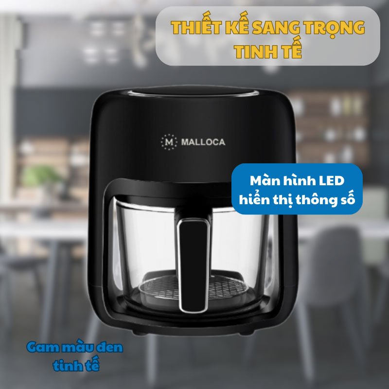 Nồi chiên không dầu thủy tinh Malloca MAF-25B
