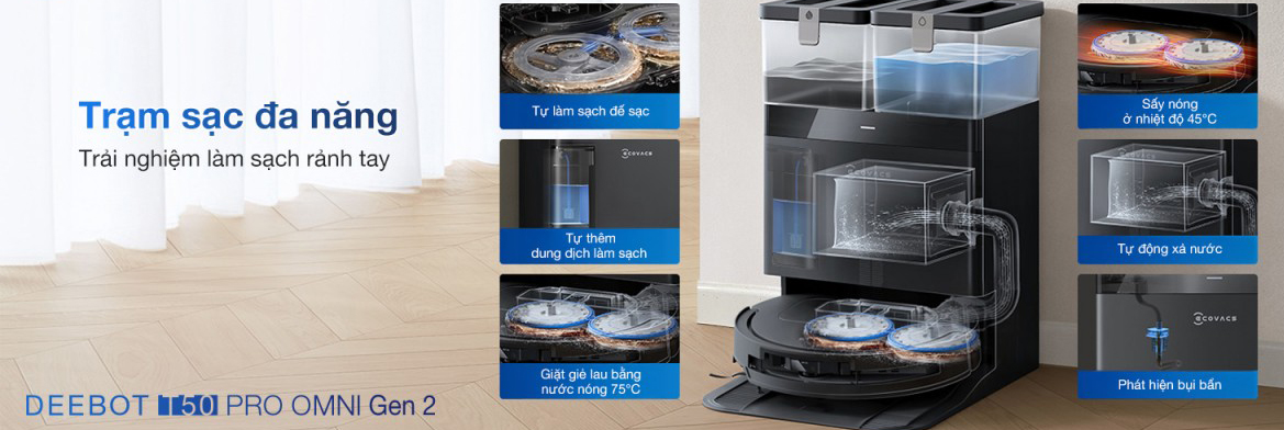 Robot hút bụi T50 PRO OMNI GEN 2 có trạm sạc đa năng Robot hút bụi T50 PRO OMNI GEN 2
