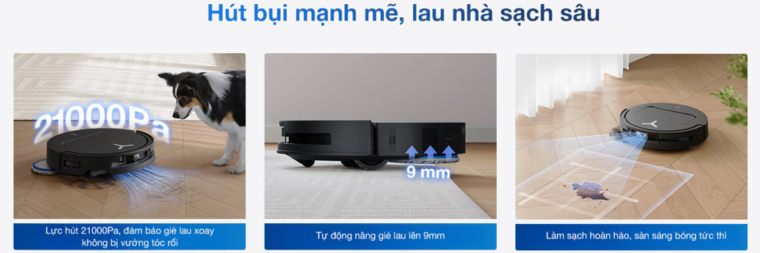 Robot hút bụi có công suất hút lớn Robot hút bụi