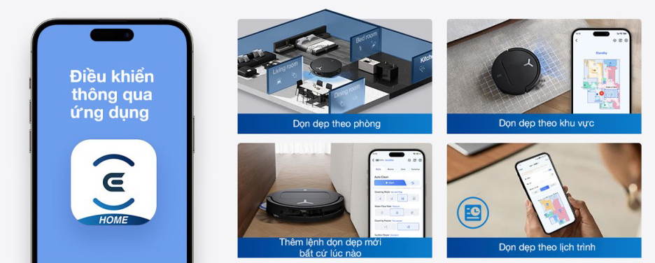 DEEBOT T50 PRO OMNI GEN 2 điều khiển bằng điện thoại DEEBOT T50 PRO OMNI GEN 2