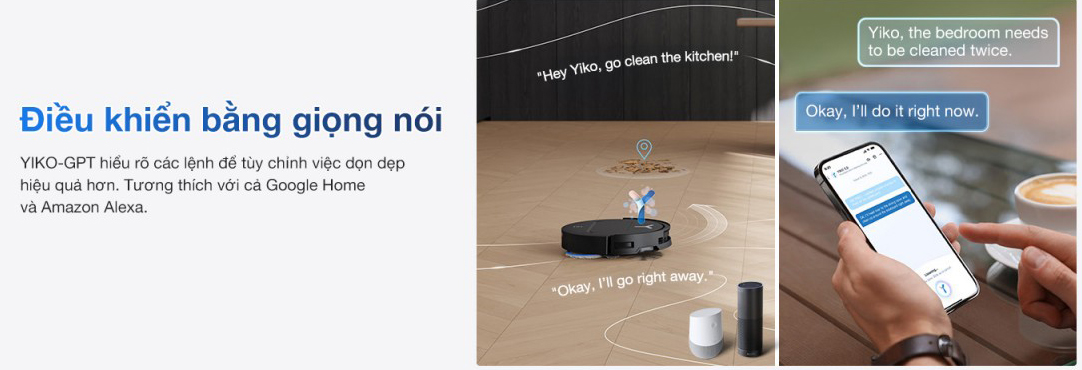 Robot hút bụi lau nhà thông minh điều khiển bằng giọng nói Robot hút bụi lau nhà thông minh