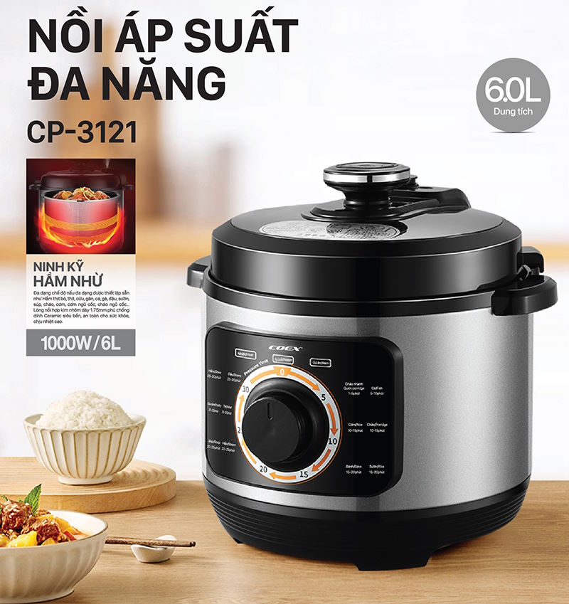 Đa chức năng, nấu nướng linh hoạt Nồi áp suất Coex CP-3121