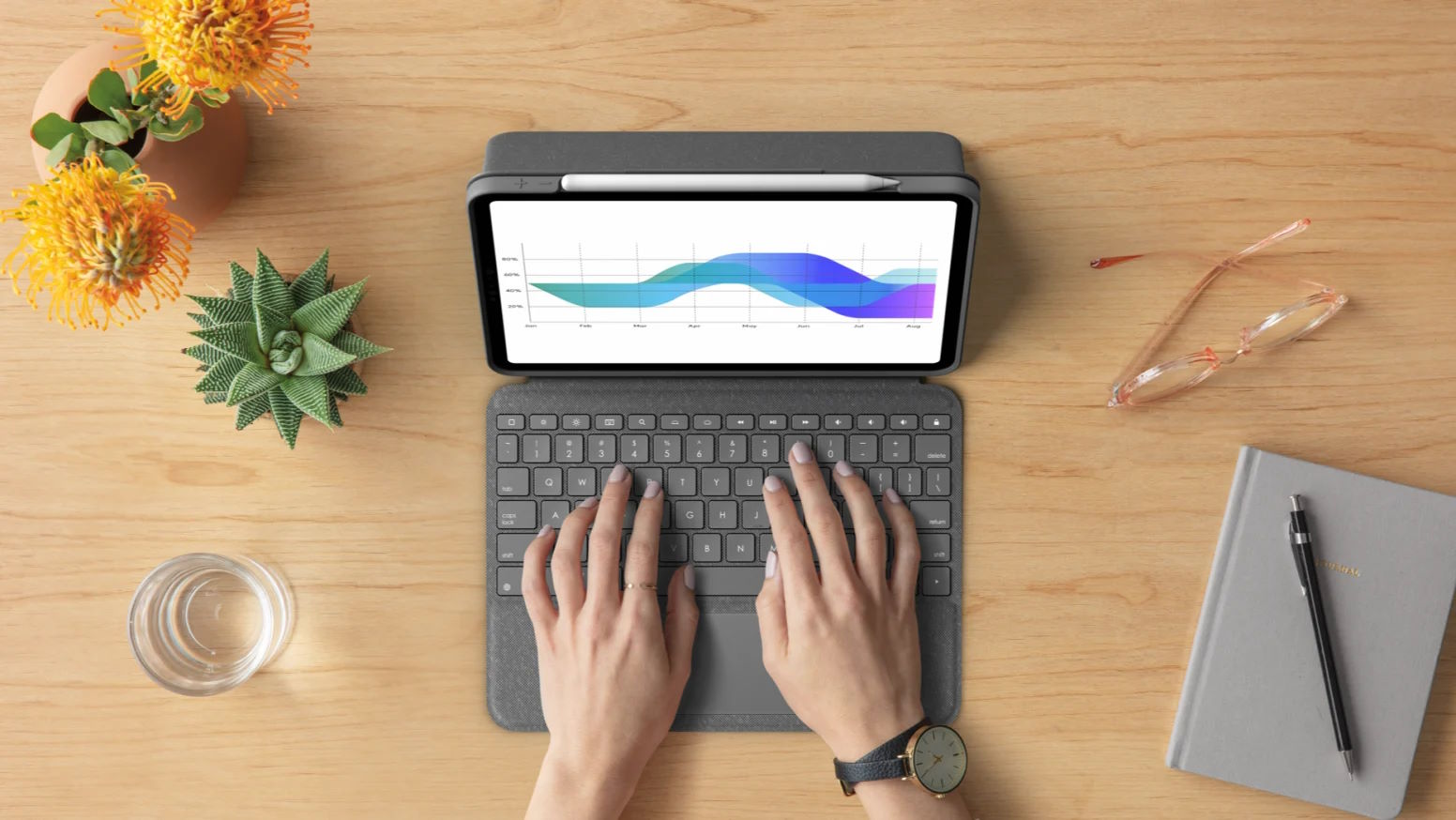 Bàn di chuột Multi-Touch – Điều hướng nhanh, thao tác chuẩn xác Keyboard Logitech Folio Touch for Ipad Air Gen(4th / 5th) Air 11inch (M2 / M3)