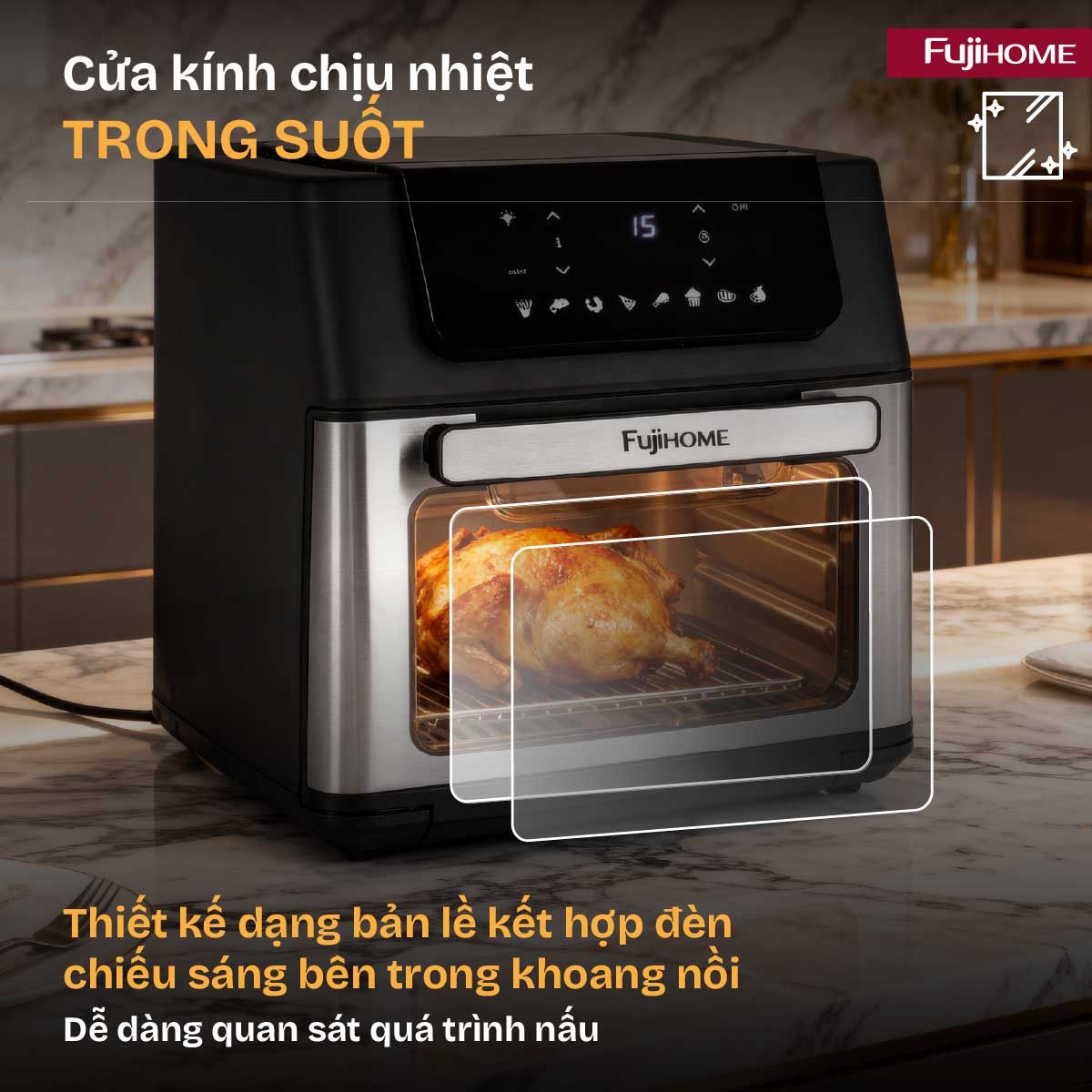 Thiết kế sang trọng, tinh tế – Điểm nhấn đẳng cấp cho gian bếp Nồi chiên không dầu Fujihome A16D