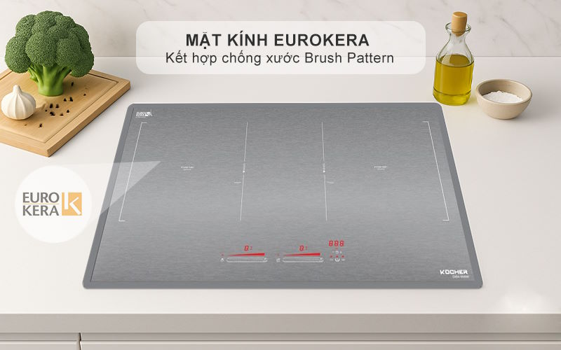 Mặt kính Eurokera – bền bỉ, chống trầy xước Bếp từ Kocher DIB4-888MI