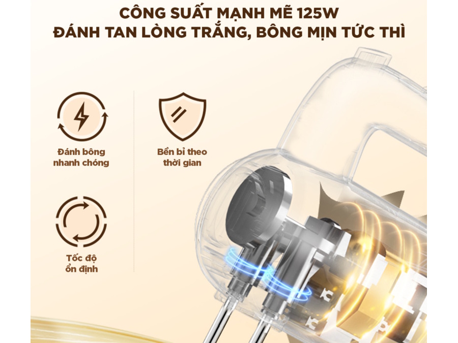 Máy đánh tan lòng trắng bông mịn tức thì Máy trộn bột cầm tay