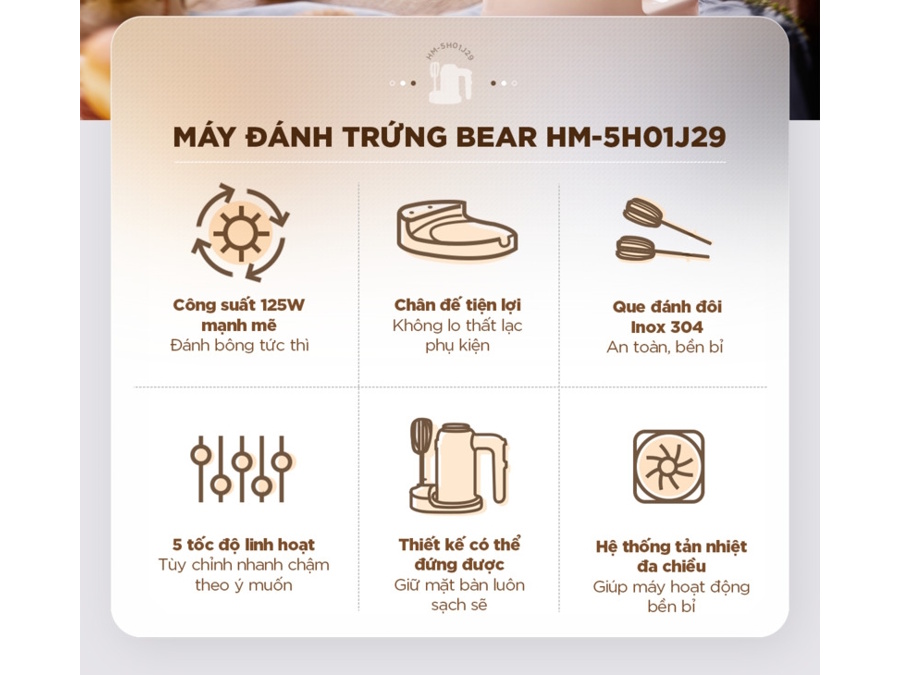 Máy đánh trứng có công suất 125W Máy đánh trứng