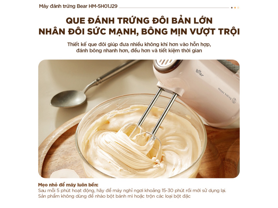 Máy đánh trứng HM-5H01J29 có que đánh trứng đôi bản lớn Máy đánh trứng HM-5H01J29