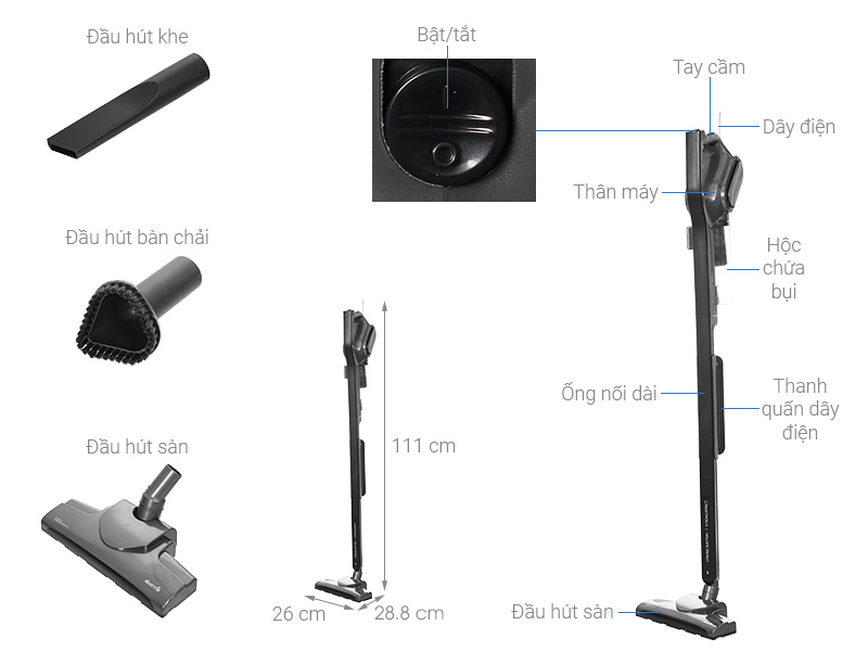 Cấu tạo của máy hút bụi Deerma DEM-DX700S