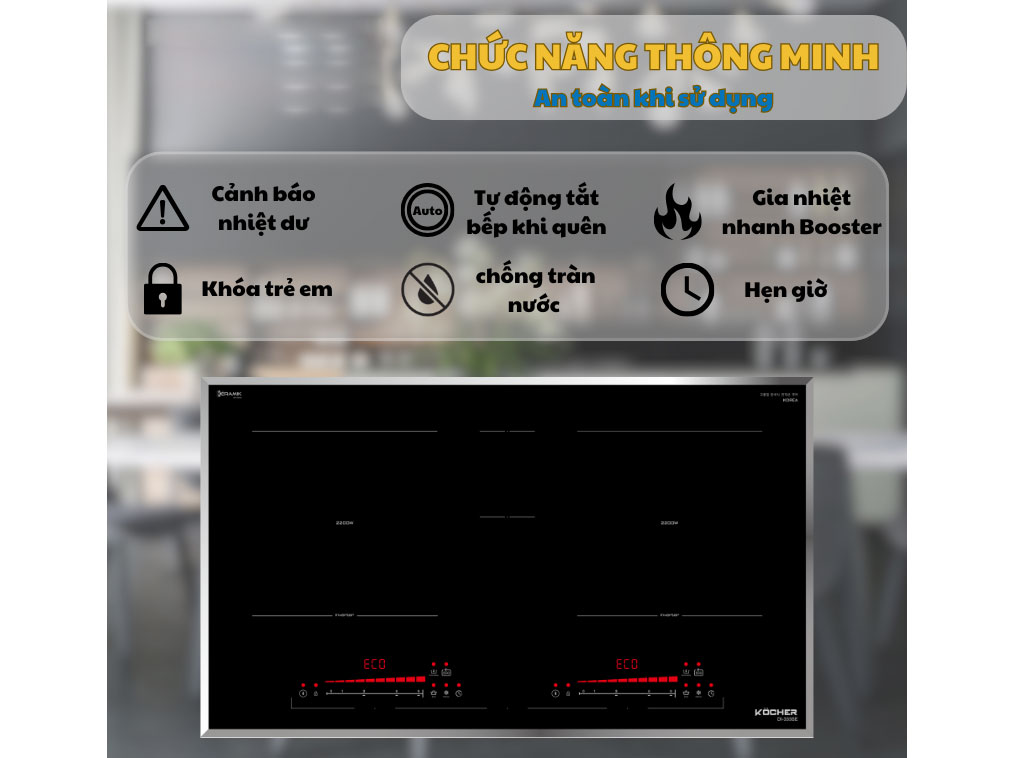 Bếp từ âm có cảnh báo dư nhiệt Bếp từ âm