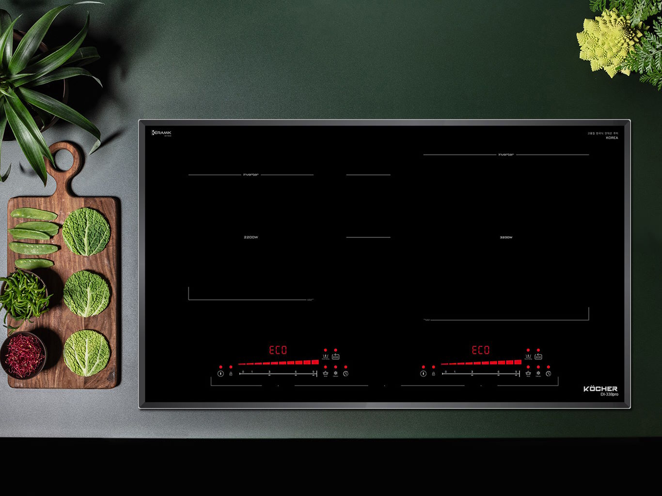 Thiết kế vát cạnh sang trọng, mặt kính Keramik cao cấp Bếp từ Kocher DI-338Pro