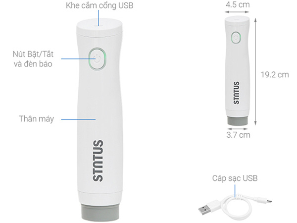 Status BVP100 có nguồn sạc USB tiện lợi