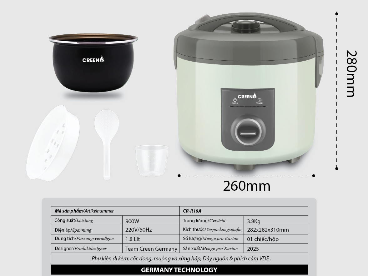 Nồi cơm điện Creen CR-R18A
