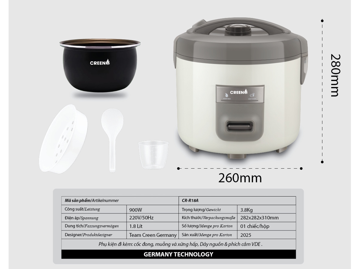 Nồi cơm điện Creen CR-R18B