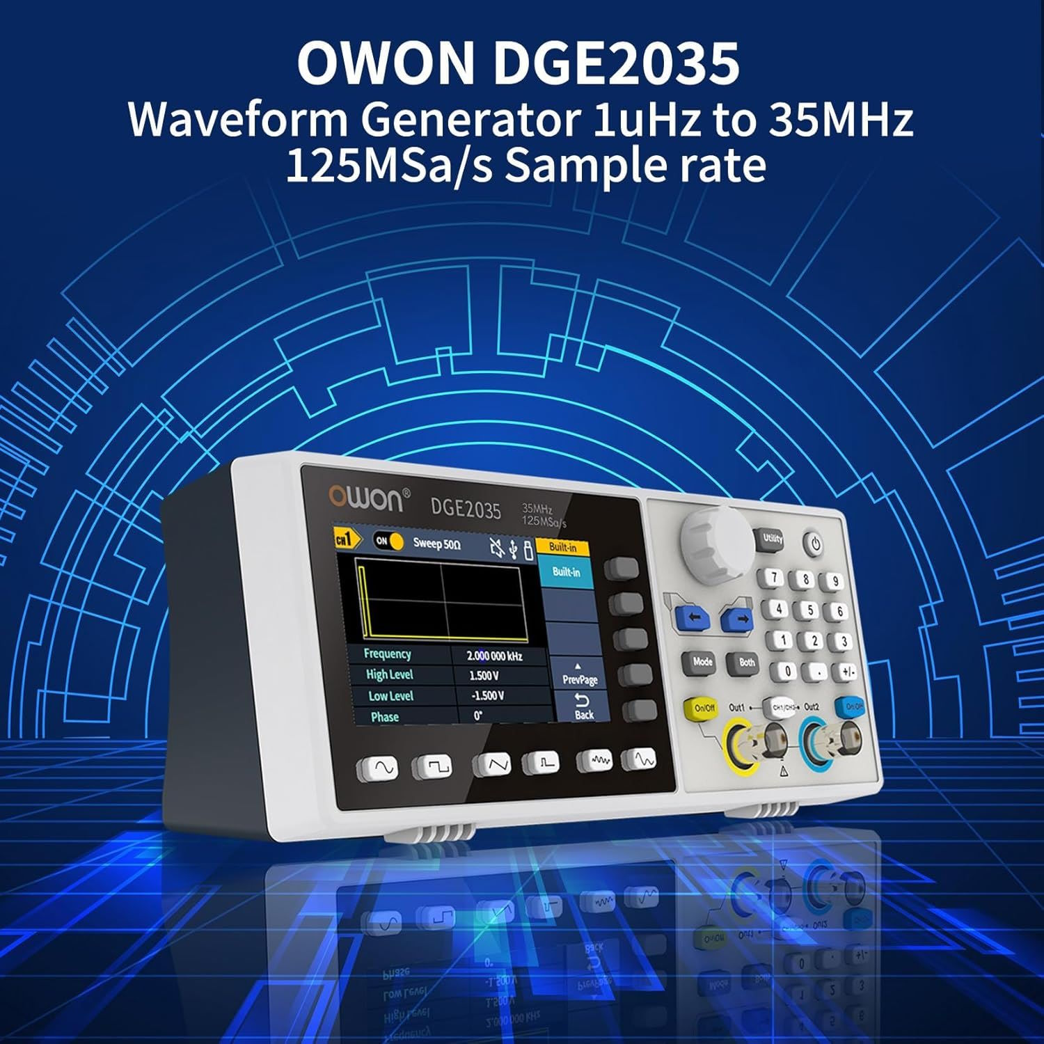 Máy phát xung Owon DGE2035 (2 kênh, 35 MHz)