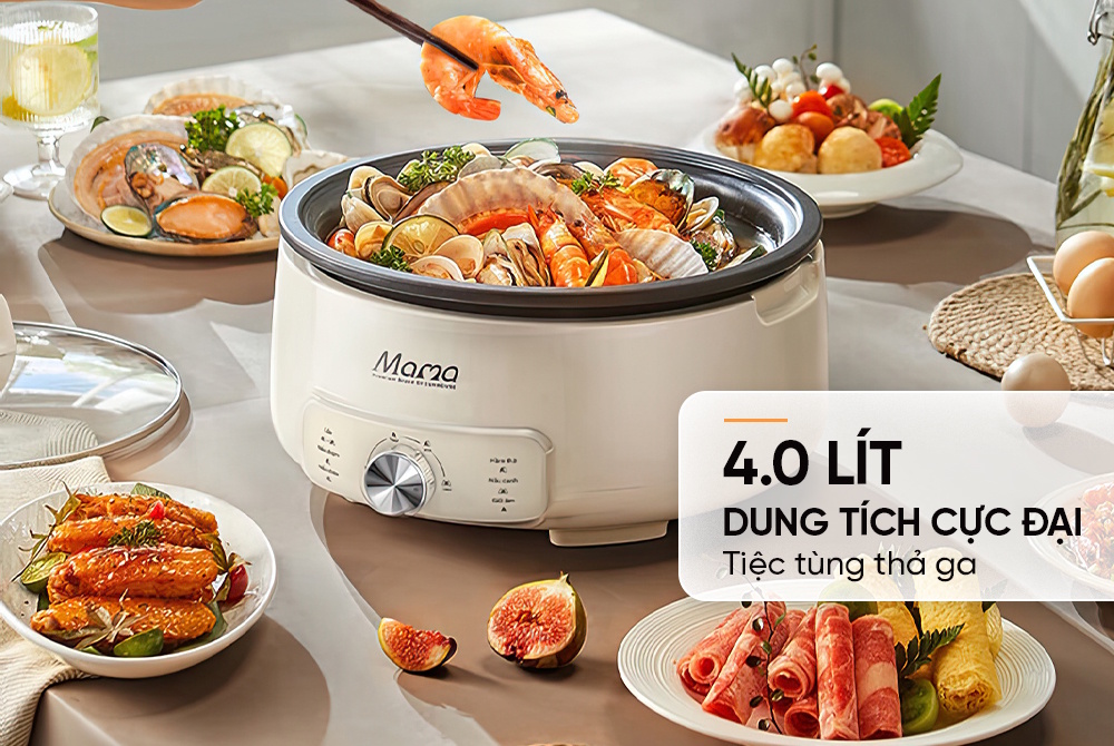 Lẩu điện Sunhouse có dung tích 4 lít Lẩu điện Sunhouse