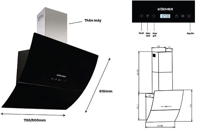 Máy hút mùi Kocher K-2080E