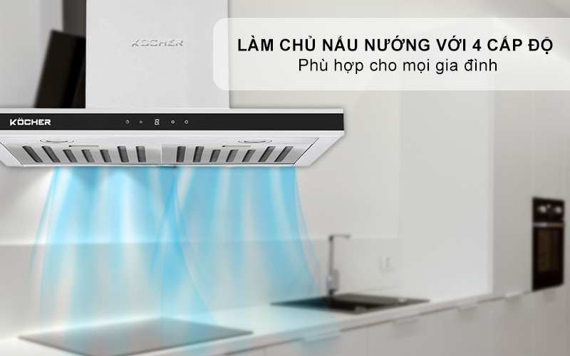 Bảng điều khiển cảm ứng thông minh với 4 tốc độ hút linh hoạt Kocher K-225C Pro