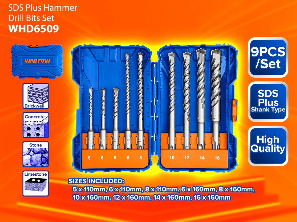 Wadfow WHD6509 có 9 mũi khoan bê tông Wadfow WHD6509